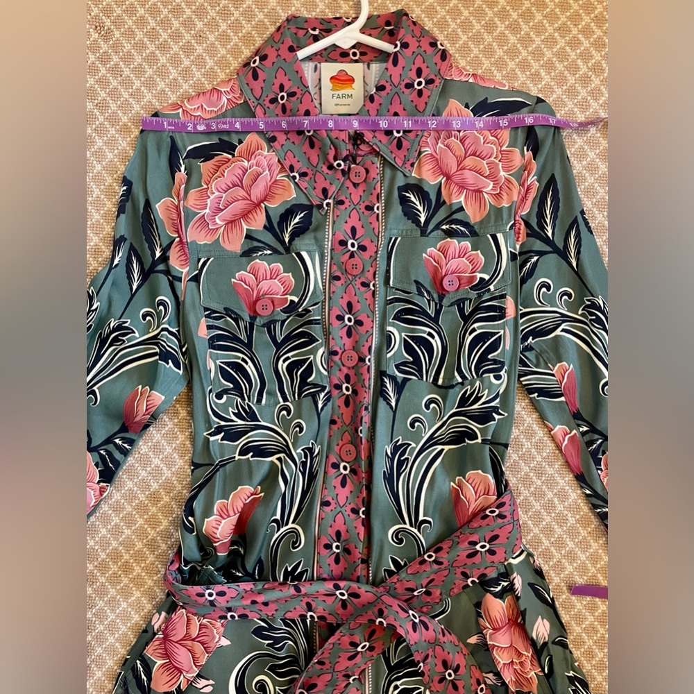 Farm Rio Arabesque Floral Green Midi Dress XS NWOT - Picture 6 of 10